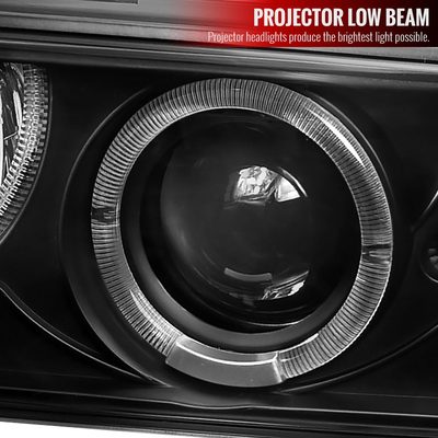 1998-2004 Chevy S10 Blazer Dual Halo Projector Headlights Bumper Lights Black