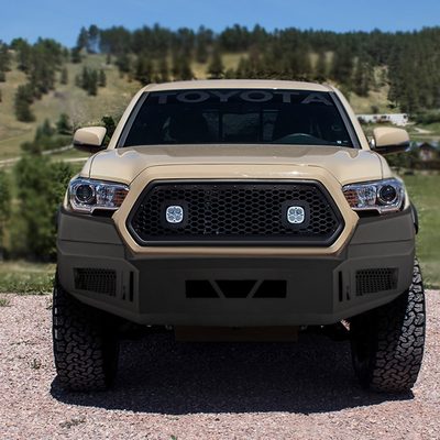 2016-2021 Toyota Tacoma Black Heavy Duty Steel Front Bumper & LED Light Ports