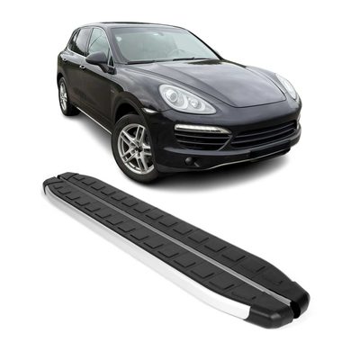 2011-2018 Porsche Cayenne Running Boards Side Steps Silver & Black