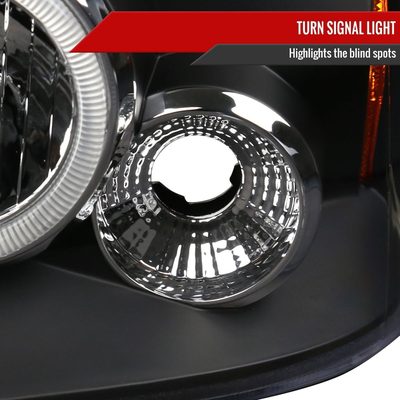 2001-2004 Nissan Frontier Dual Halo Projector Headlights Matte Black/Clear