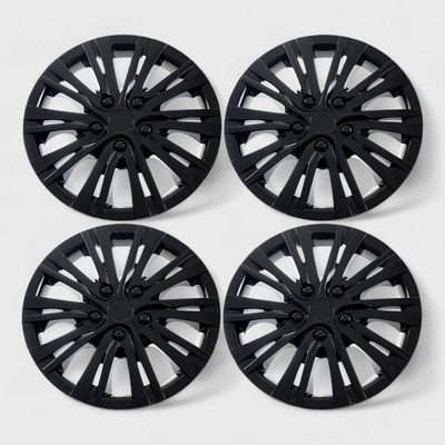 Semi-Universal Wheel Cover Hubcaps Set Gloss Black 4Pcs PP