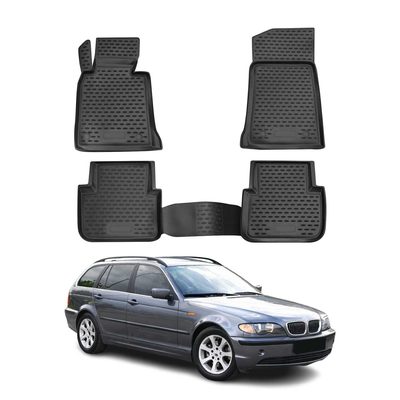 1999-2005 BMW 3 Series E46 Sedan & Touring Floor Mats Liners Full Set All Weather Black