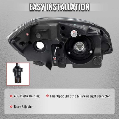 For Chevrolet Cobalt / Pontiac G5 2005-2010 Factory Style Headlights With LED DRL Light Strip Black Housing Smoked Lens