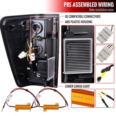 2004-2015 Nissan Titan LED Tail Lights with Red LED Tube Matte Black/Clear