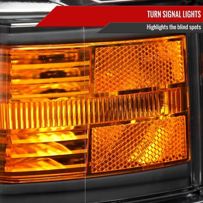 2014-2015 Chevy Silverado 1500 Factory Headlights Amber Reflectors Matt Black