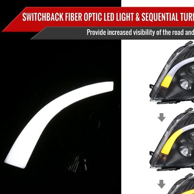 2008-2014 Cadillac CTS Sequential LED Bar Projector Headlights Matt Black