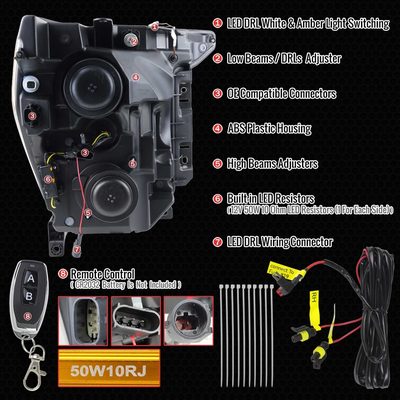 For Ford F-150 2021-2023 Full LED Projector Headlights Sequential DRL Black Smoked Halogen Fit