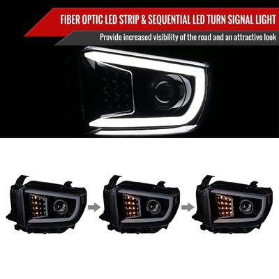 2014-2021 Toyota Tundra LED CBar Projector Headlights Turn Signal Lights Smoke