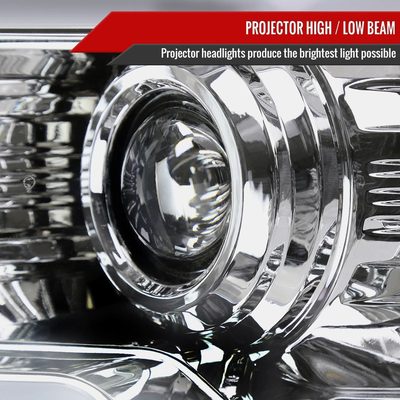 2009-2014 Ford F-150 LED Strip Projector Headlights Chrome/Clear Lens