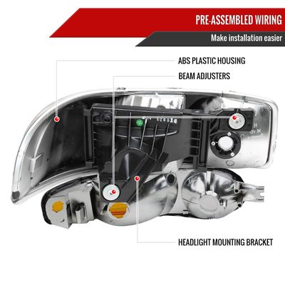 1999-2006 GMC Sierra 1500/2500/3500 Yukon/ XL Headlights&Bumper Lights Chrome