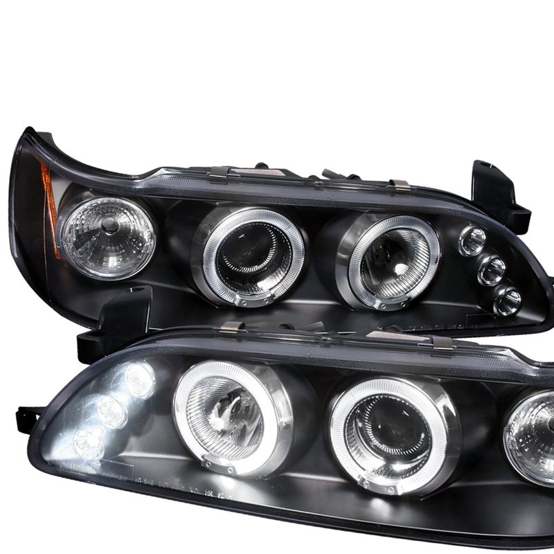 1993-1997 Toyota Corolla Dual Halo Projector Headlights Matte Black/Clear Lens