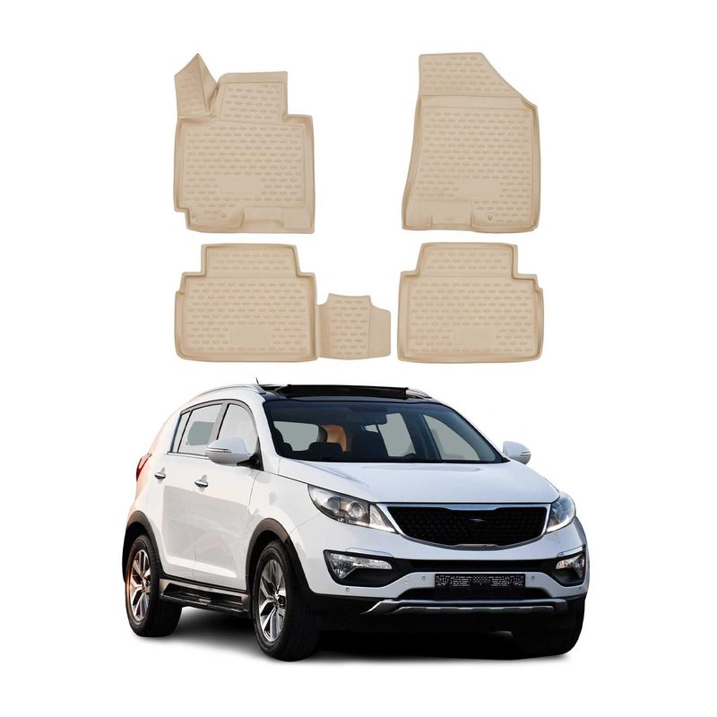 2011-2016 Kia Sportage Floor Mats Liners Full Set All Weather Beige