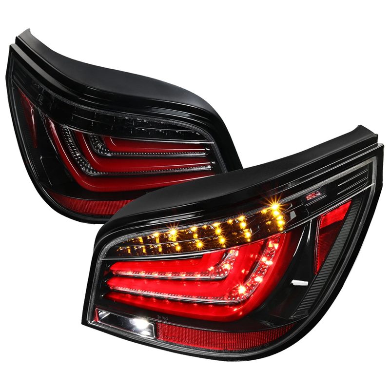 2008-2010 BMW E60 5 Series Sedan LED Tail Lights Jet Black/Clear Lens