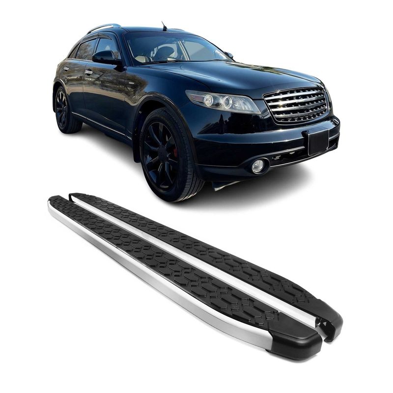 2003-2008 Infiniti FX35 Running Boards Side Steps Silver & Black