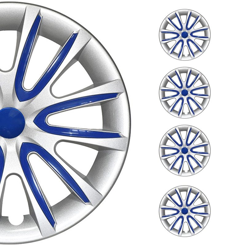 Bicolo Hub Caps Wheel Cover 15" Gray & Dark Blue Full Set 4 pcs.