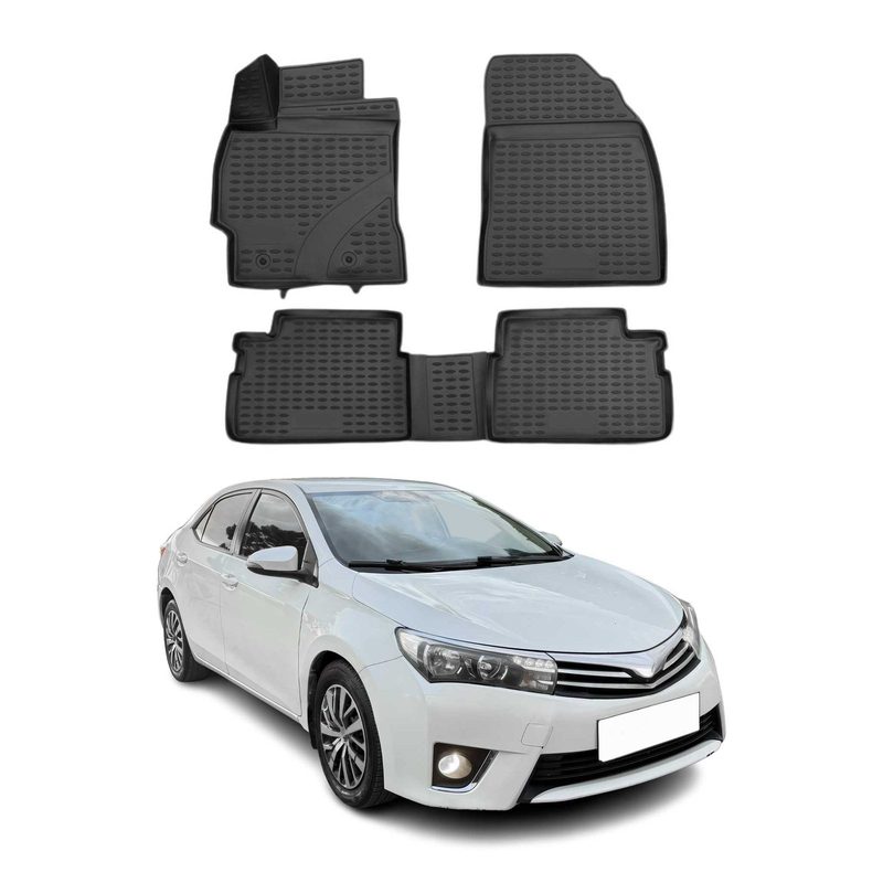 2014-2019 Toyota Corolla Sedan Floor Mats Liners Full Set All Weather Black