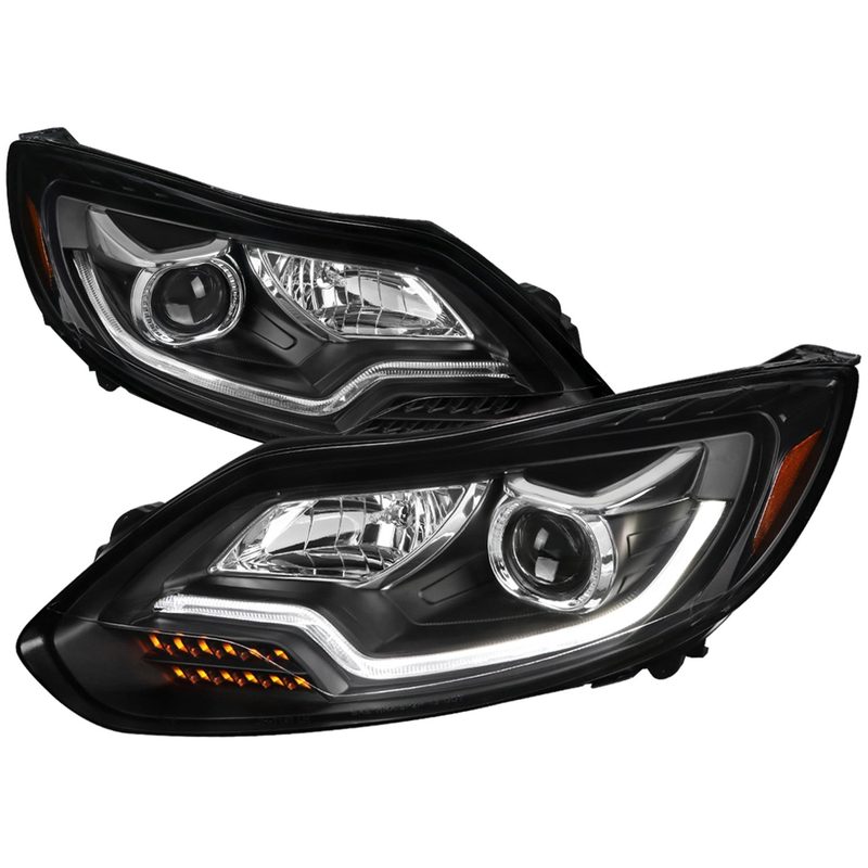 2012-2014 Ford Focus Projector Headlights LED Light & Turn Signal Lights Black