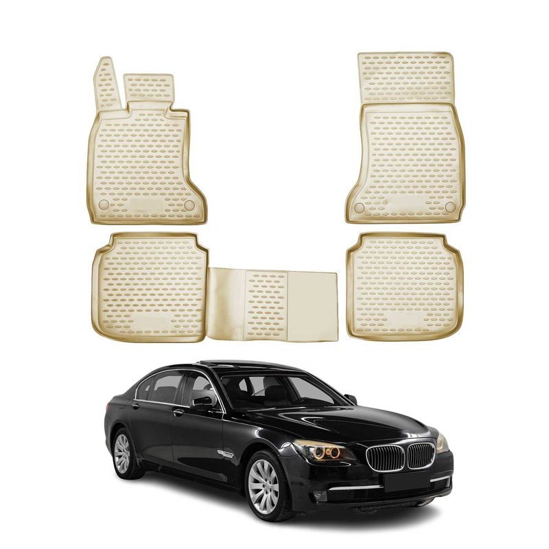 2008-2015 BMW 7 Series F02 Long Sedan Floor Mats Liners Full Set All Weather Beige