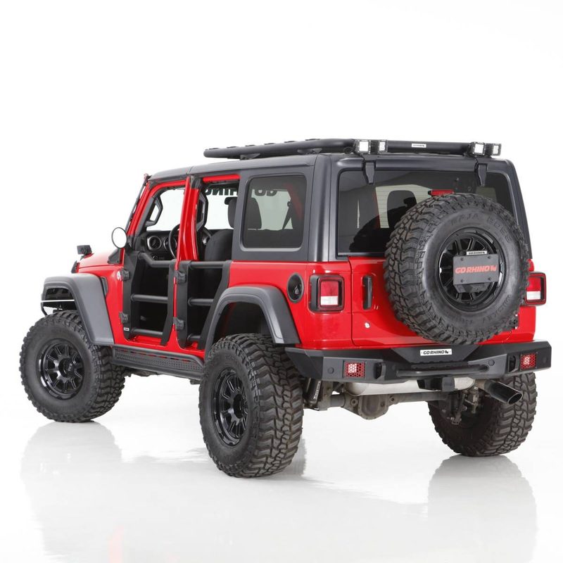 Porta llantas Rockline bajo perfil en carrocería para Wrangler JL 18-25