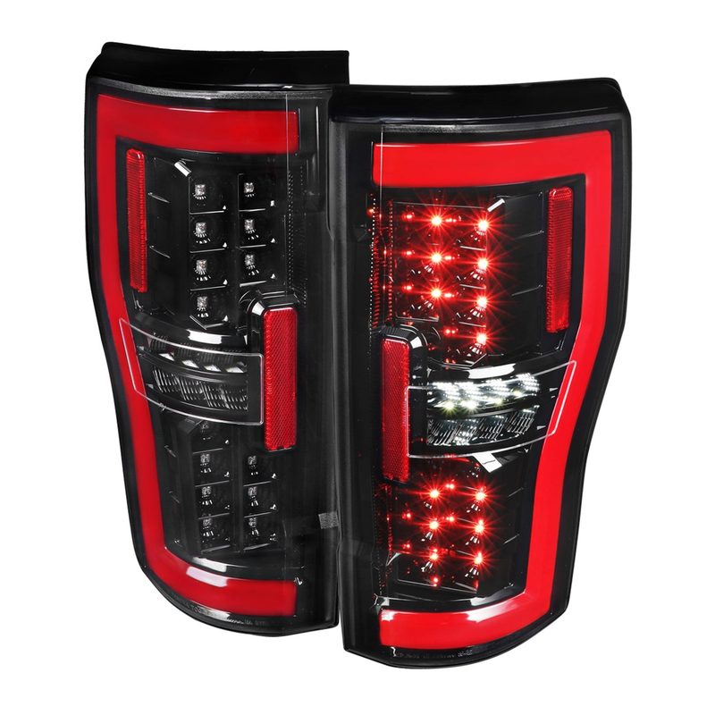 2017-2019 Ford F-250/F-350/F-450/F-550 LED Bar Tail Lights Jet Black/Clear