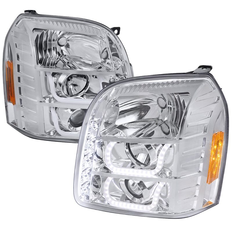 2007-2014 GMC Yukon/Yukon XL 1500/2500 LED U-Bar Projector Headlights Chrome