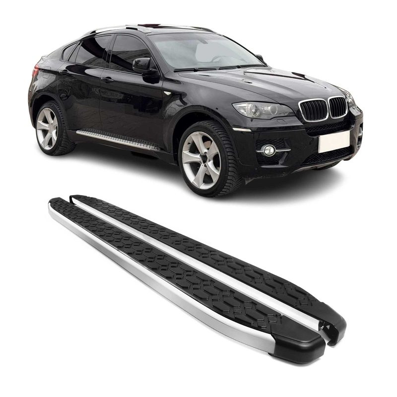 2007-2013 BMW X5 E70 Running Boards Side Steps Silver & Black