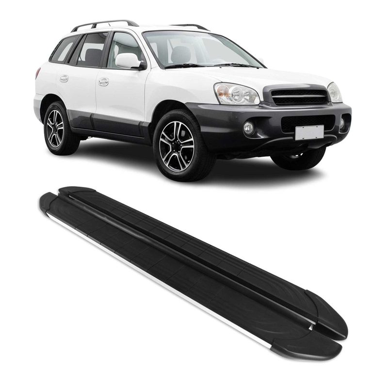 2001-2006 Hyundai Santa Fe Running Boards Side Steps Silver & Black