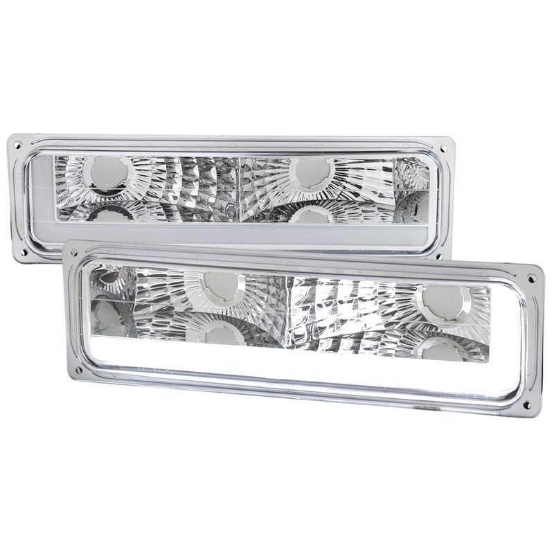 1988-1998 Chevy/GMC C10 C/K LED Strip Bumper Corner Signal Lights Chrome/Clear
