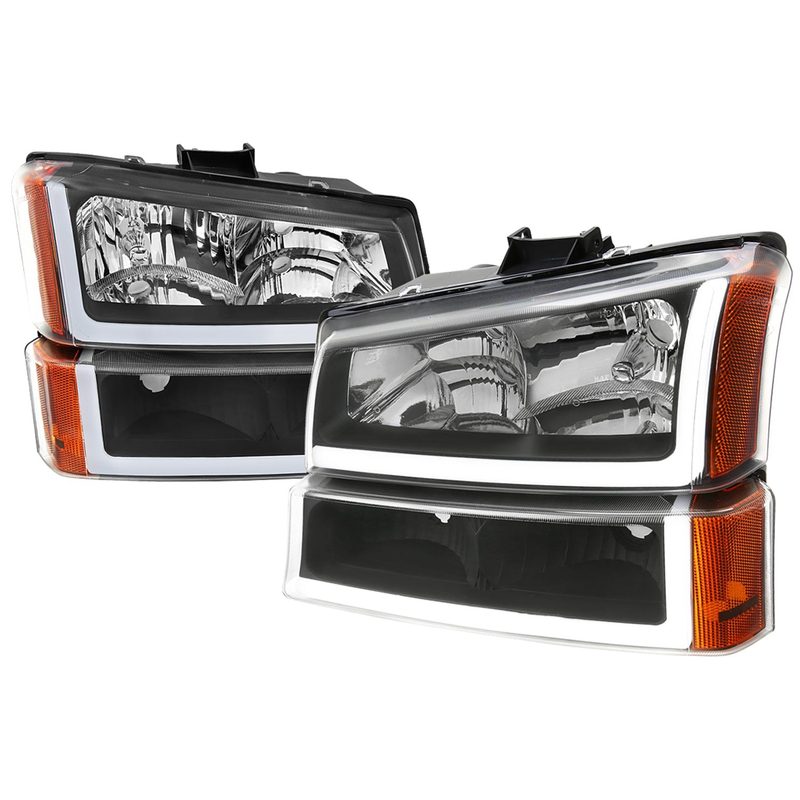 2003-2007 Chevy Silverado /2002-2006 Avalanche LED Bar Factory Headlights Black