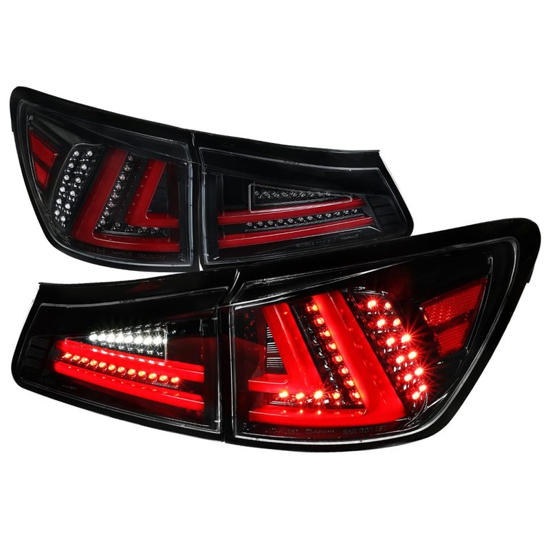 2006-2008 Lexus IS250/IS350 LED Tail Lights & Trunk Lights Jet Black/Clear
