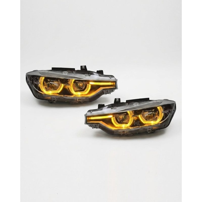 BMW 3 Series F30 LED Headlight Assembly with Triple-Color DRL (Amber / White / Yellow) & High / Low Beam 2012 - 2018