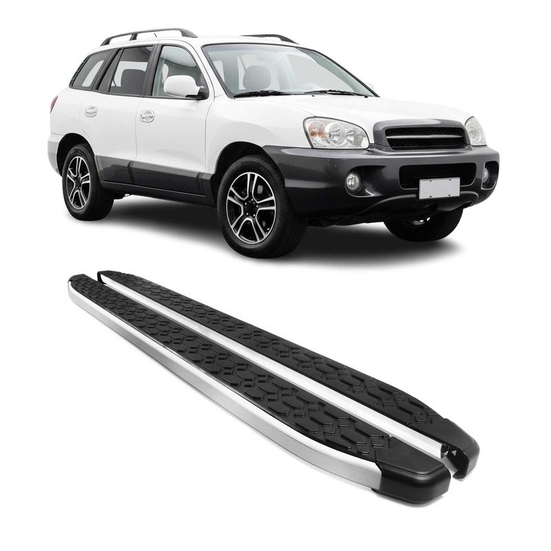 2001-2006 Hyundai Santa Fe Running Boards Side Steps Silver & Black