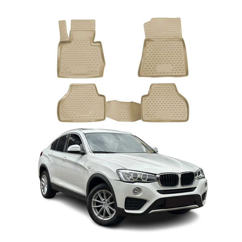 2015-2018 BMW X4 F26 Floor Mats Liners Full Set All Weather Beige
