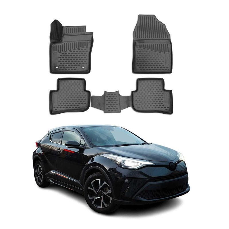2018-2022 Toyota C-HR Floor Mats Liners Full Set All Weather 4WD Black