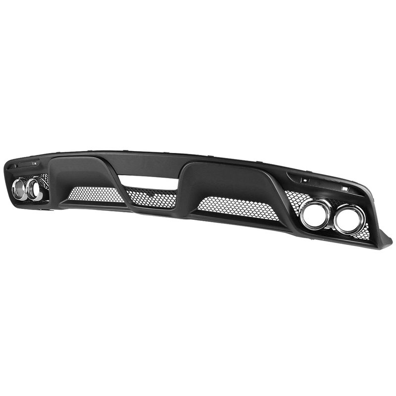 2015-2017 Ford Mustang Black GT350 Rear Diffuser w/Dual Steel Muffler Tips