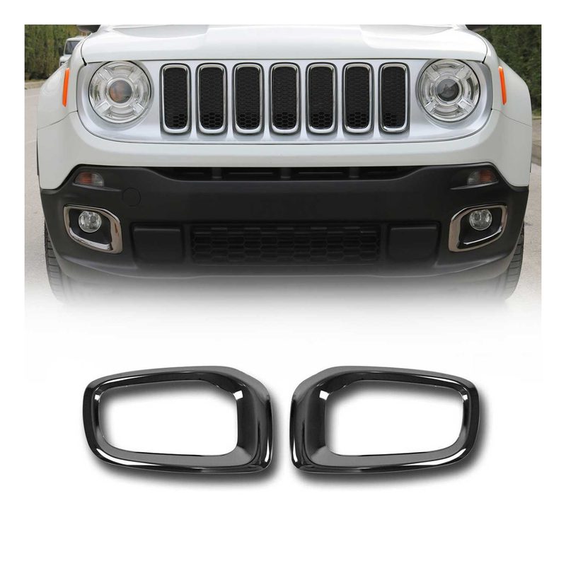 2015-2018 Jeep Renegade Fog Light Lamp Bezel Cover Steel Dark 2 Pcs