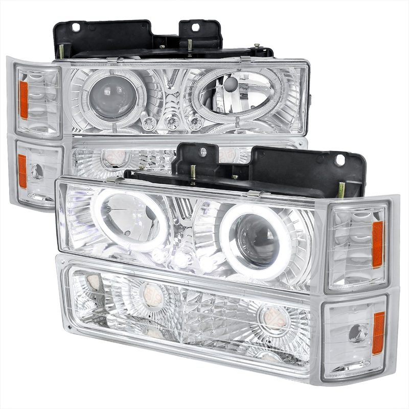 1994-1998 Chevy C/K 1500 2500/Tahoe Dual Halo Headlights &Corner Signal Chrome
