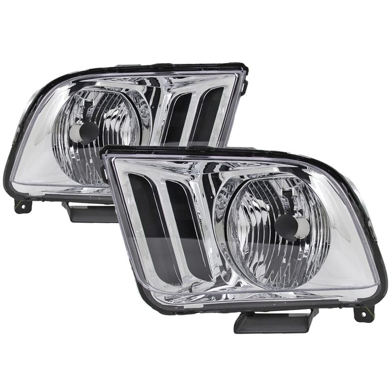 2005-2009 Ford Mustang Factory Style Headlights Chrome Housing/Clear Lens