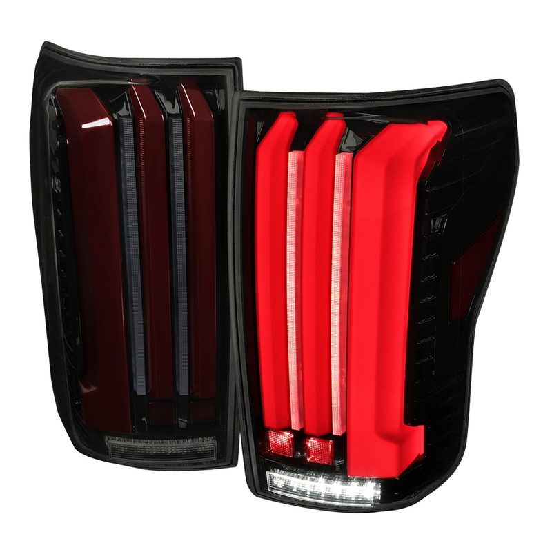 2007-2013 Toyota Tundra Sequential Red LED Bar Tail Lights Glossy Black/Smoke