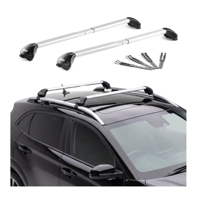 39"-51" Adjustable Roof Rack Cross Bars fits Raised Rail Aluminium Silver 2x