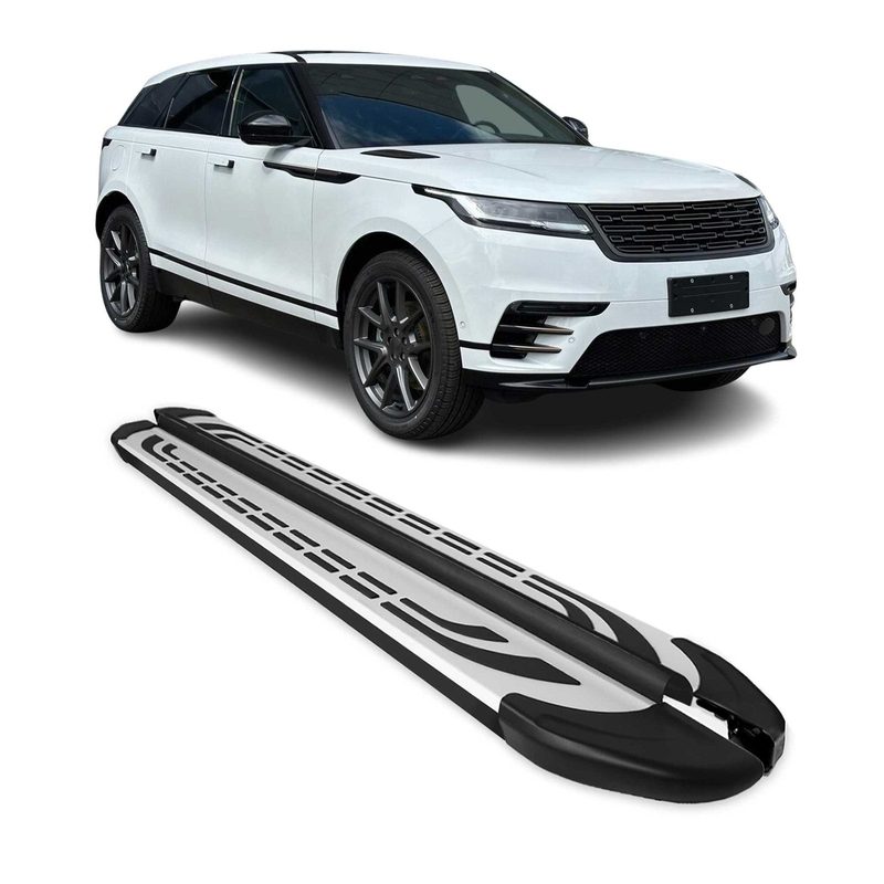 2018-2026 Land Rover Range Rover Velar Running Boards Side Steps Silver & Black
