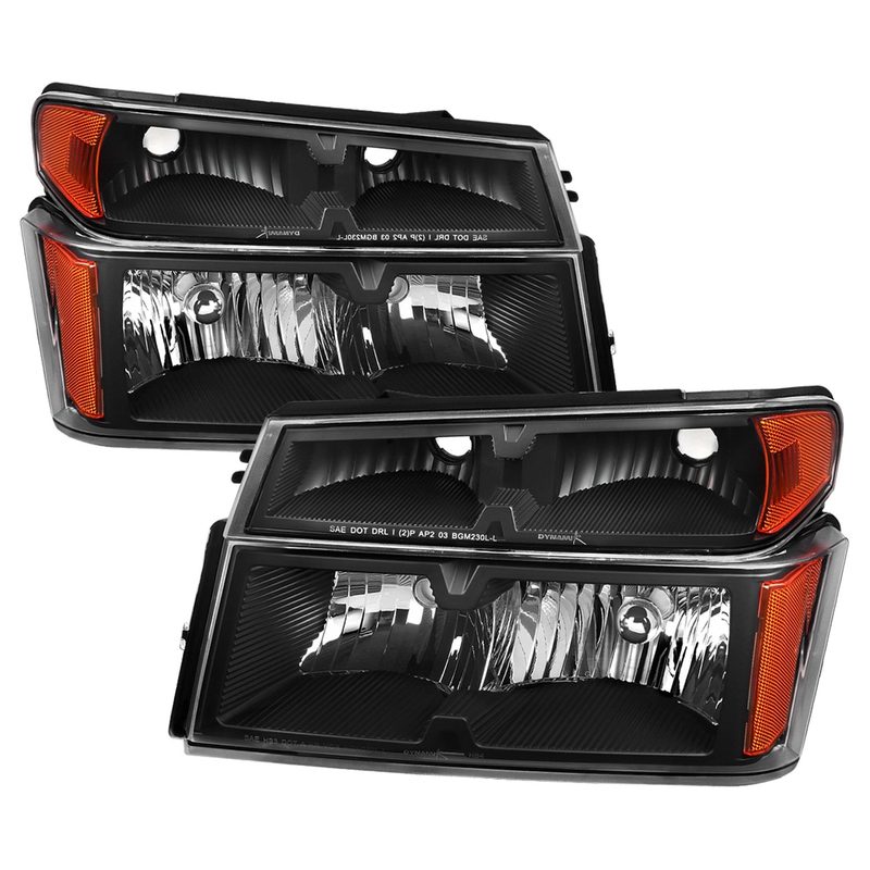 2004-2012 Chevy Colorado/ Canyon/ I-Series Headlights&Corner Lights Pair Black
