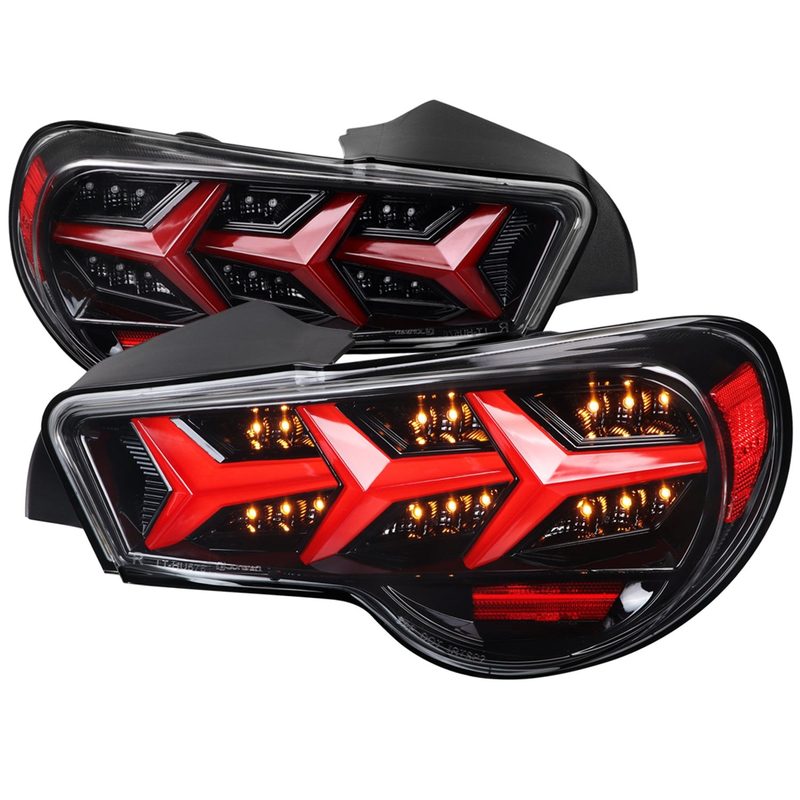 2013-2016 Scion FRS/ Subaru BRZ Lambo LED Tail Lights Jet Black/Clear