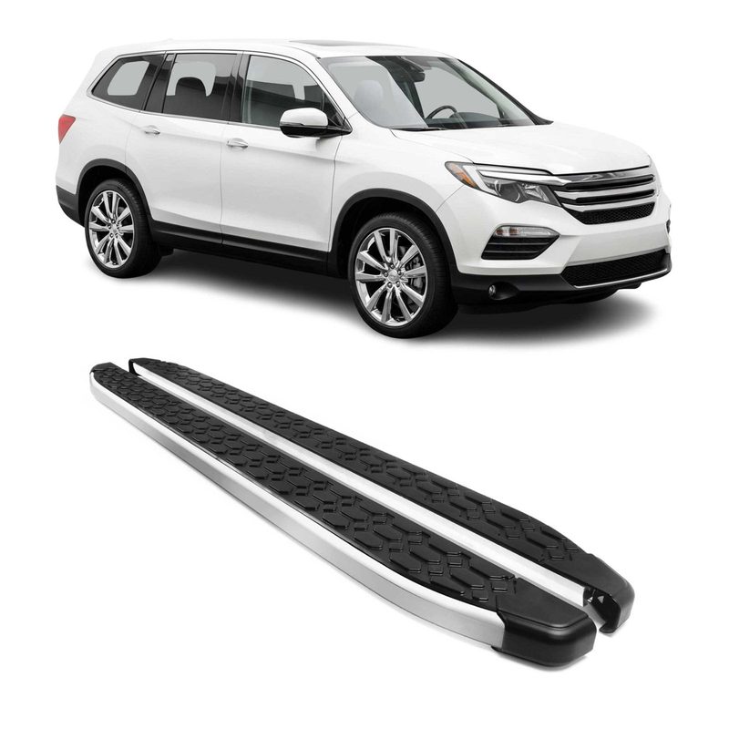 2016-2022 Honda Pilot Running Boards Side Steps Silver & Black