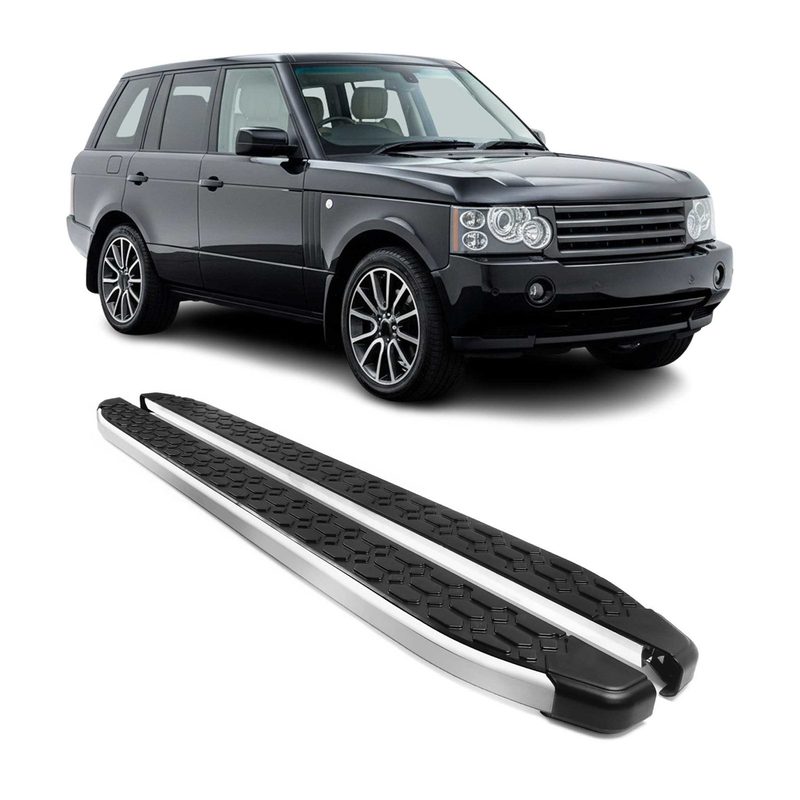 2003-2012 Land Rover Range Rover Running Boards Side Steps Silver & Black
