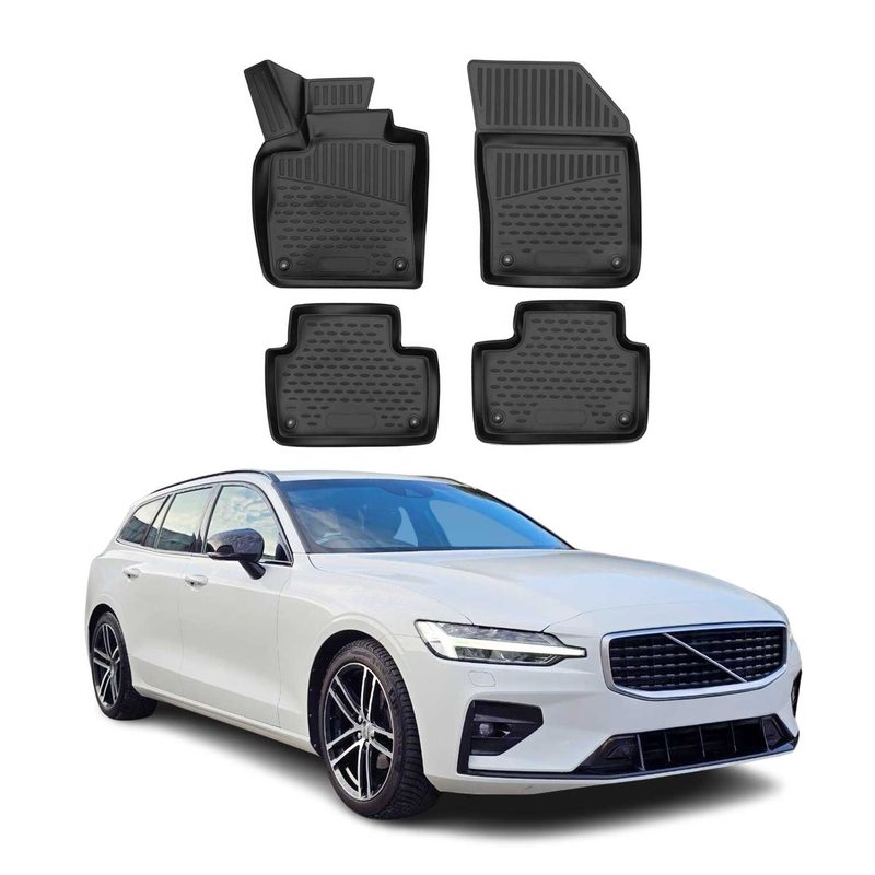 2019-2024 Volvo S60 V60 Floor Mats Liners Full Set All Weather Black