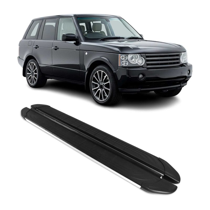 2003-2012 Land Rover Range Rover Evoque Running Boards Side Steps Silver & Black