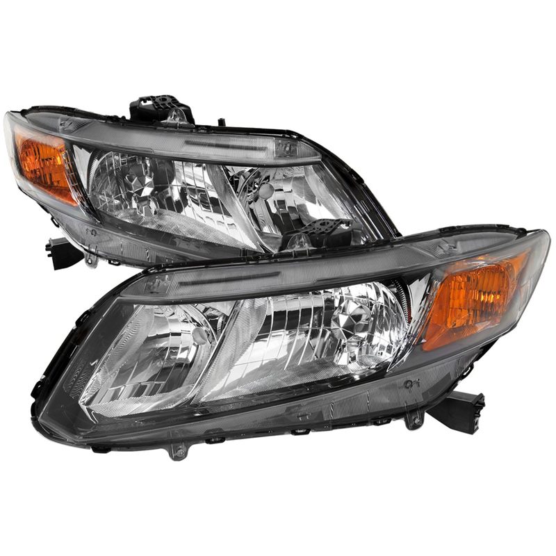 2012-2013 Honda Civic Coupe/ 2012-2015 Civic Sedan Crystal Headlights Matt Black