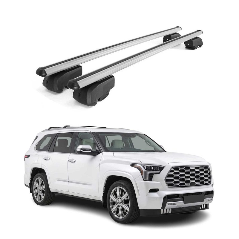 Lockable Roof Rack Cross Bars Luggage Carrier for Toyota Sequoia 2023-2026 Gray