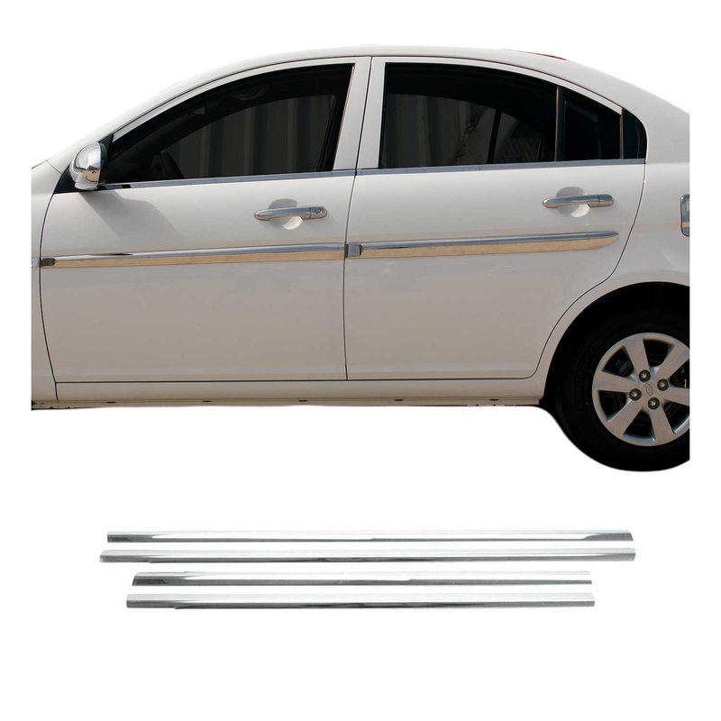 2006-2011 Hyundai Accent Window Molding Trim Streamer Stainless Steel Silver 4 Pcs